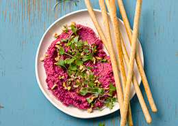 Beetroot and Cumin Hummus Ricotta Dip Recipe