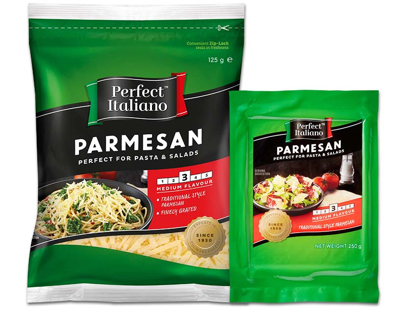 Perfect Italiano Parmesan Cheese 125g bag and 250g block